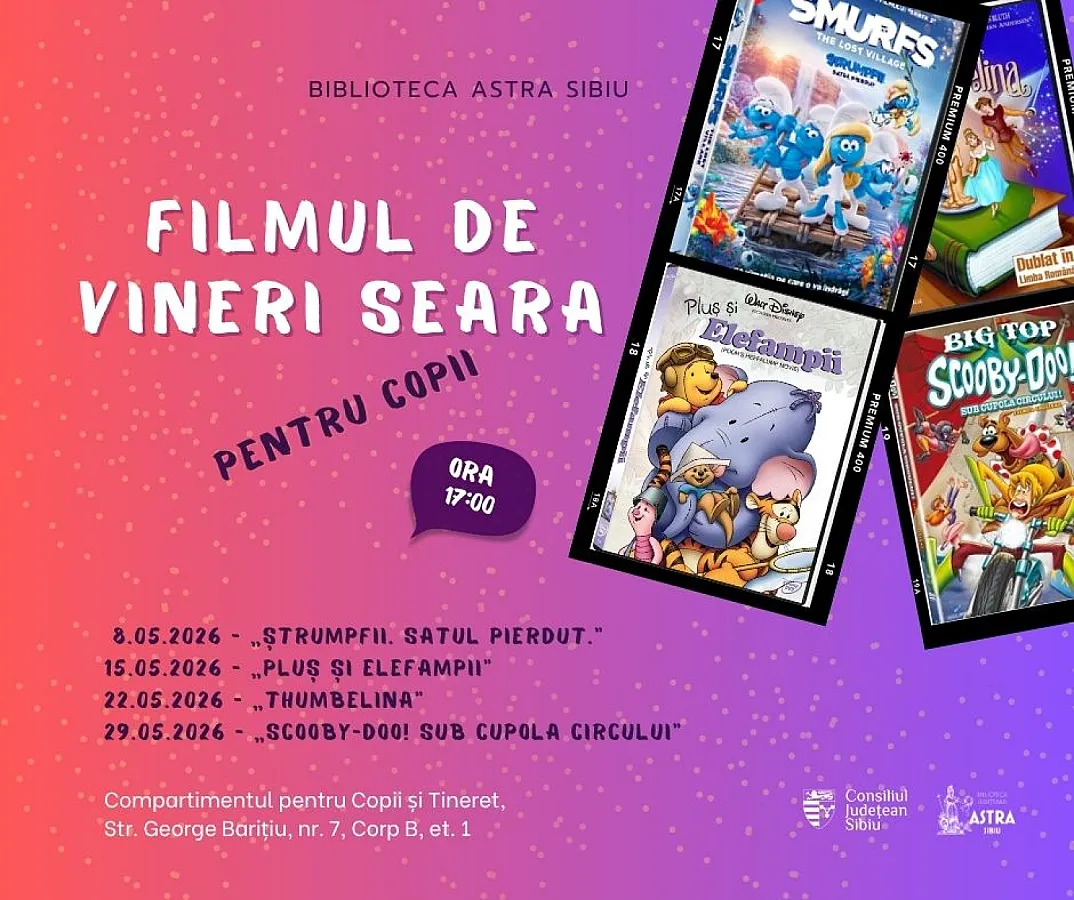 Filmul de vineri seara pentru copii - proiecțiile lunii mai