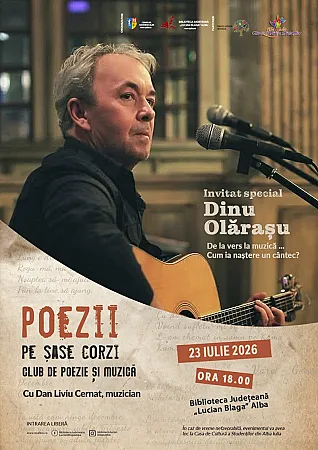 „Poezii pe șase corzi” – întâlnire cu Dinu Olărașu la Biblioteca Județeană „Lucian Blaga” Alba