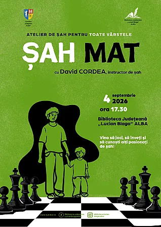 „Șah-mat!” la Biblioteca Județeană „Lucian Blaga” Alba, cu David Cordea, instructor de șah la Clubul Sportiv Municipal Unirea din Alba Iulia